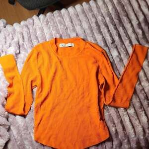 Zara Vibrant Orange Ribbed Top